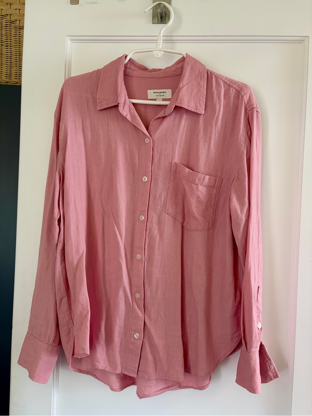 Banana Republic Pink Linen-Blend Button Shirt
